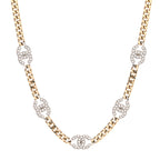 Crystal Chain CC Link Choker Gold Silver