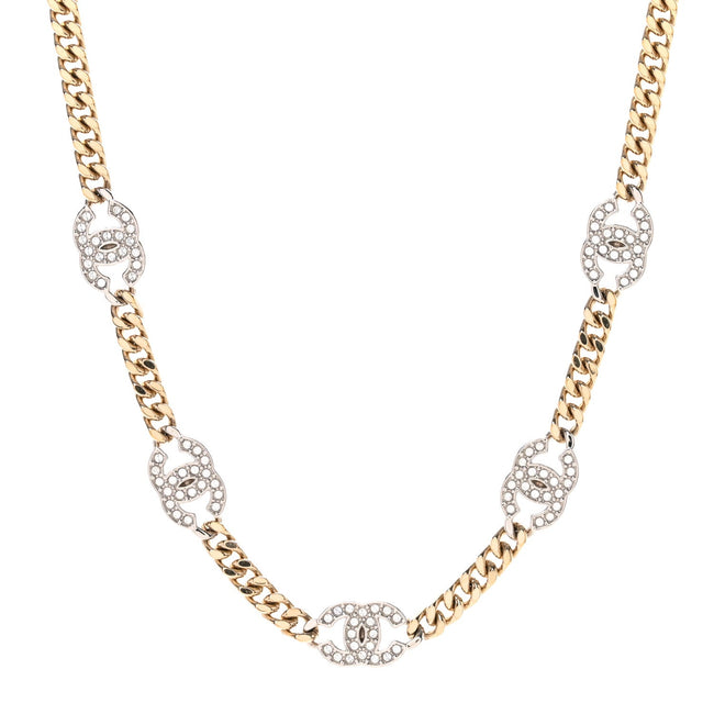 Crystal Chain CC Link Choker Gold Silver Hover Image