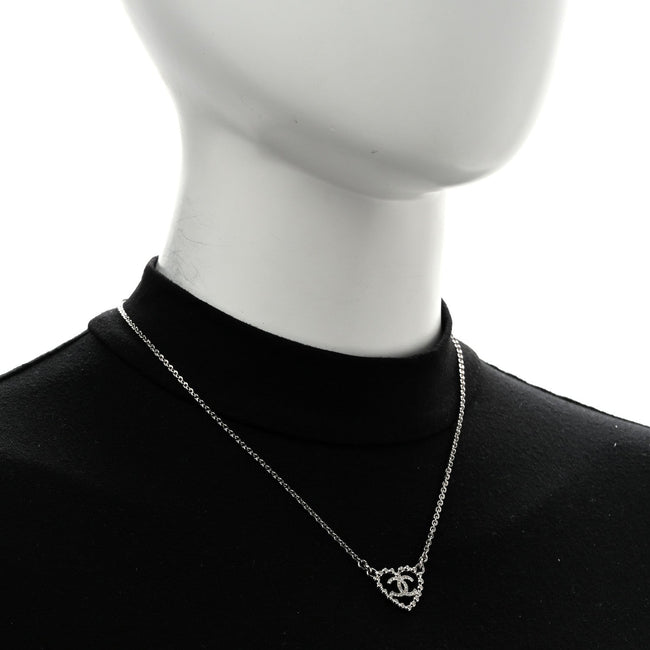 Crystal CC Heart Necklace Silver Main Image