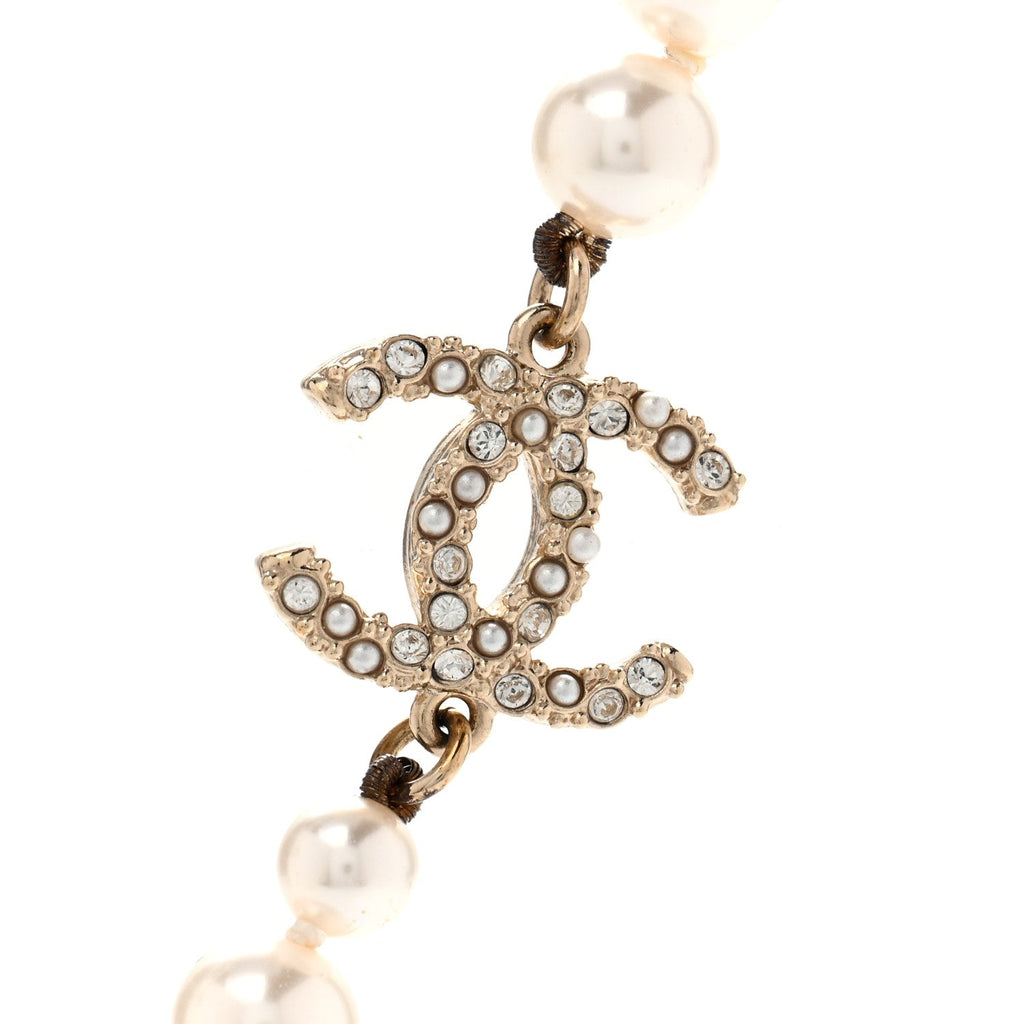 Pearl Crystal CC Short Necklace Gold Gold