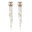 Pearl CC Long Chain Drop Earrings Gold