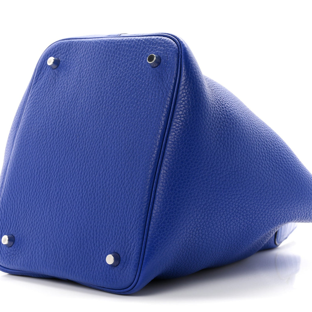 Taurillon Clemence Matte Alligator Picotin Lock Touch 22 MM Bleu Electrique