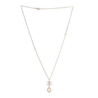 Crystal Pearl CC Lace Camellia Necklace  Gold