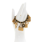 Metal Lambskin Lucky Charm Bracelet Gold