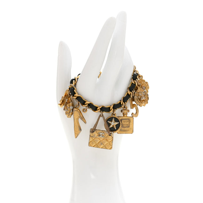 Metal Lambskin Lucky Charm Bracelet Gold Main Image