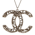 Ruthenium Twisted Camellia CC Pendant Necklace