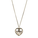 Crystal Heart CC Necklace Gold