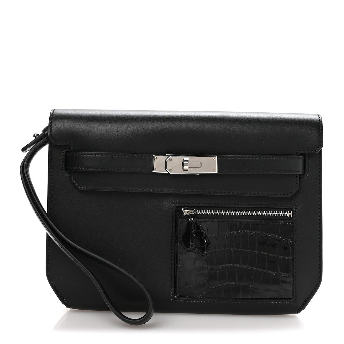 Swift Shiny Niloticus Crocodile Kelly Depeches 25 Pouch Black