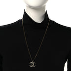 Enamel Metal Chain French New Wave CC Necklace Black Gold