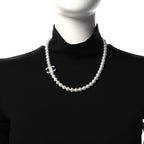 Pearl Resin CC Choker Necklace Pearly White Silver