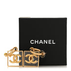 Metal Resin CC Square Drop Earrings Gold Transparent