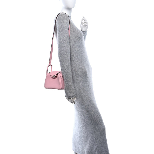 Taurillon Clemence Verso Mini Lindy 20 Rose Sakura Gris Perle Main Image