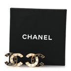 Enamel CC Logo Earrings Gold Black White