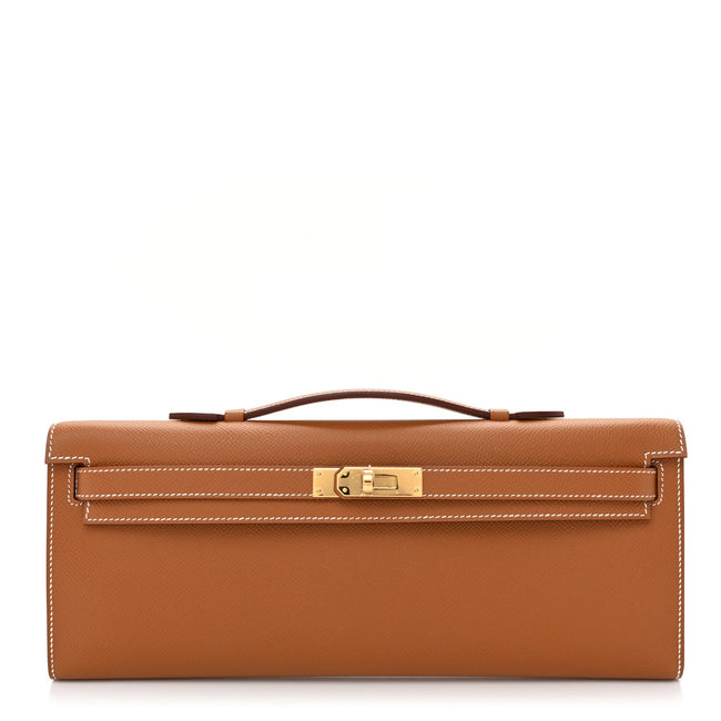 Epsom Kelly Cut Clutch Pochette Gold Hover Image