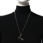Metal Strass Crystal Scissors CC Pendant Necklace Gold
