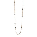 Pearl Bead Crystal CC Long Necklace Black Gold