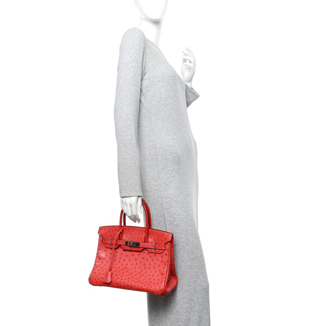 Ostrich Birkin 30 Rouge Vif Main Image
