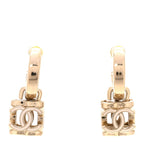 Enamel CC Cube Drop Earrings Gold White