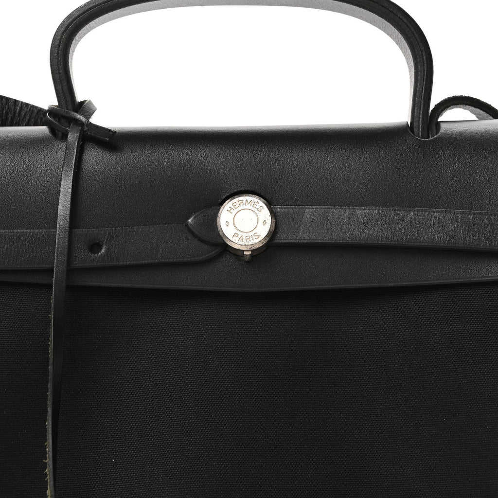 Toile Vache Calfskin Herbag 30 PM Ficelle Black