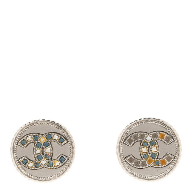 Ruthenium Crystal CC Round Earrings Hover Image