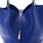 Taurillon Clemence Matte Alligator Picotin Lock Touch 22 MM Bleu Electrique
