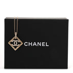 Baguette Crystal Quilted CC Pendant Necklace Gold