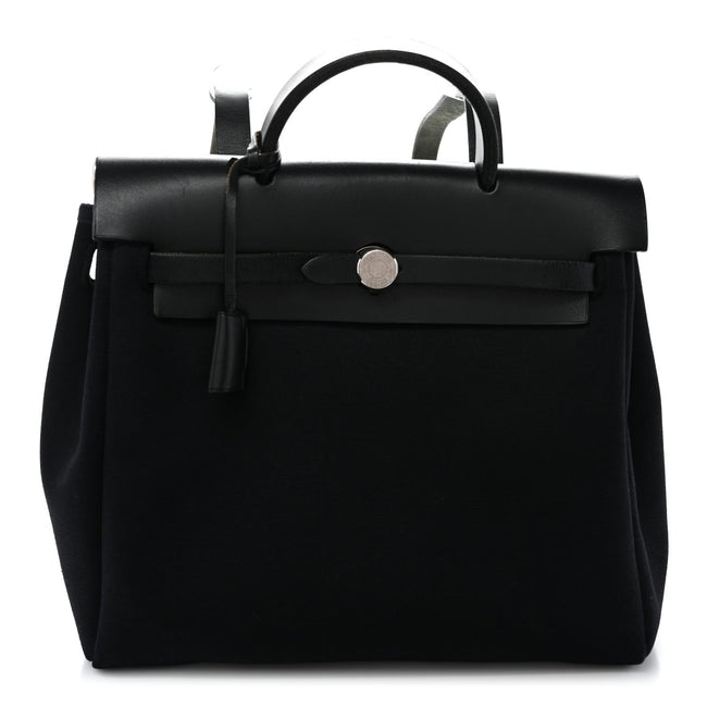 Toile Vache Calfskin Herbag 30 PM Backpack Black Hover Image