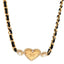 Metal Lambskin Glass Pearl Strass Heart Choker Gold Black