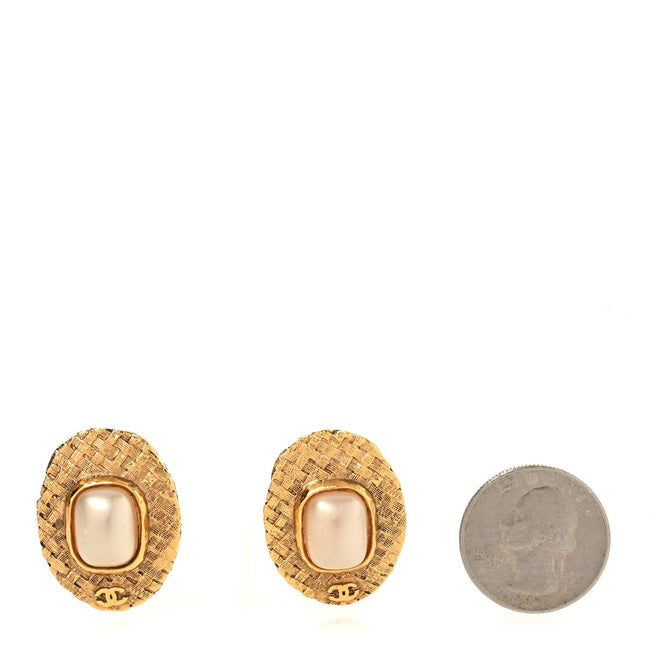 Pearl Clip On Earrings Gold Main Image