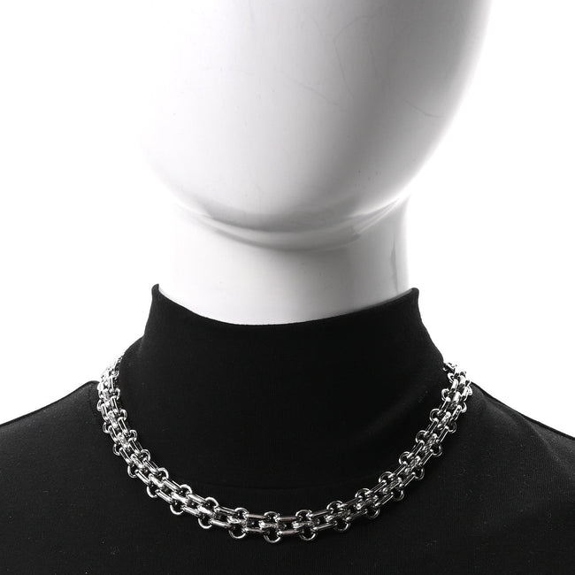 Metal Chain Link CC Choker Necklace Silver Main Image