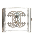 Lucite Baguette Crystal CC Cuff Silver Black