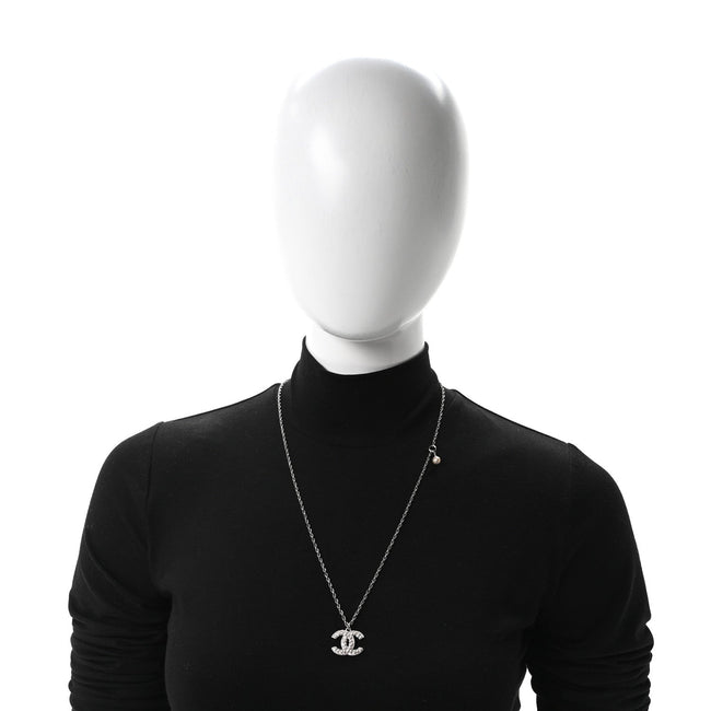 Crystal Pearl CC Necklace Silver Main Image