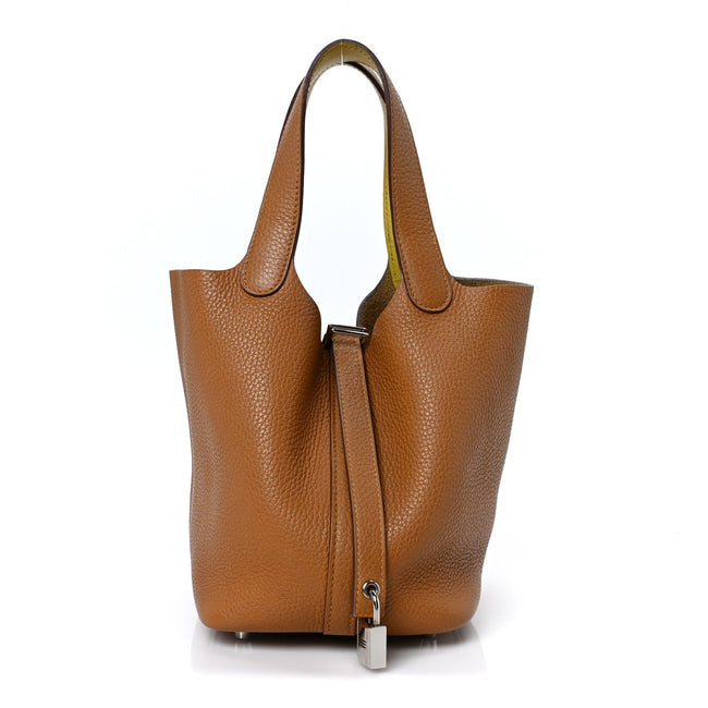 Taurillon Clemence Swift Eclat Picotin Lock 18 PM Sesame Lime Hover Image
