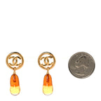 Metal Resin CC Drop Earrings Gold Brown