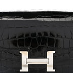 Shiny Alligator Constance Short Wallet Black