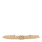 Metal Crystal Bead Chain Link CC Choker Necklace Gold