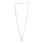 Metal Pearl Crystal CC Textured Pendant Necklace Gold