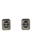 Enamel CC Clip On Earrings Black Silver