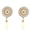 Crystal Pearl Enamel CC Drop Earrings Gold White
