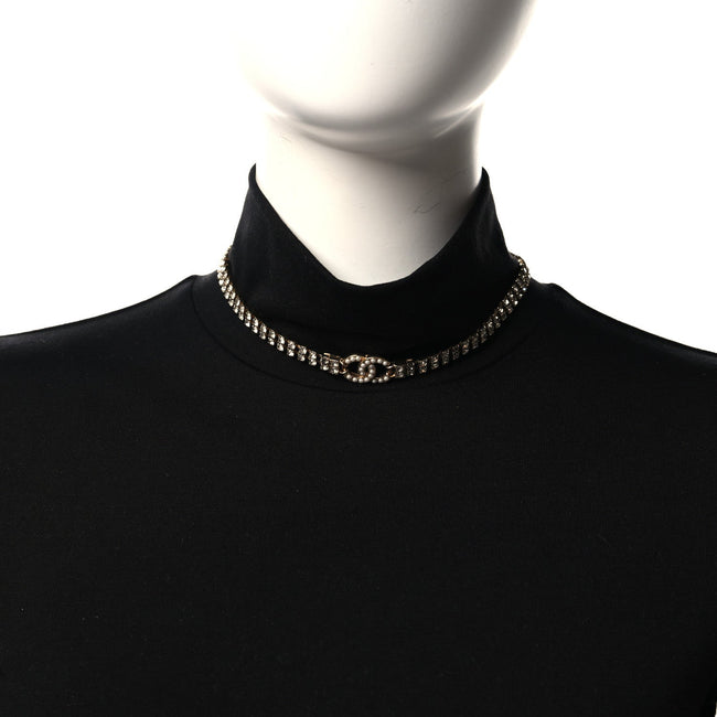 Crystal Pearl CC Choker Necklace Gold Main Image