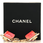 Metal Crystal CC Earrings Gold Pink