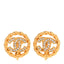 Crystal CC Round Clip On Earrings Gold