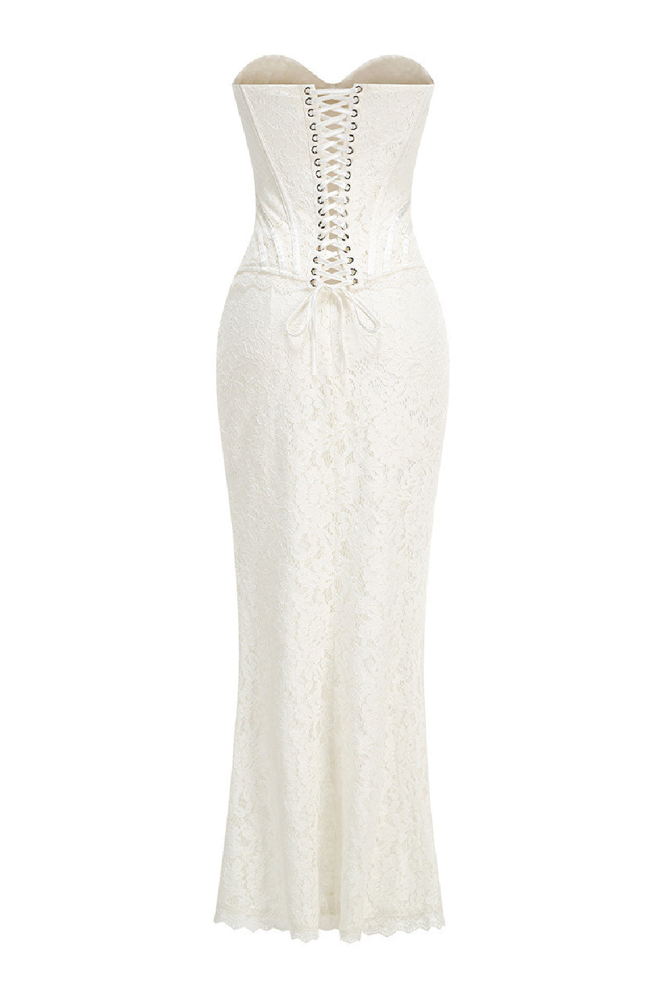 White Lace Corset Fishtail Gown
