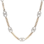 Crystal Chain CC Link Necklace Gold Silver