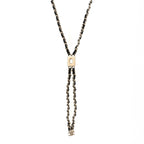 Metal Lambskin CC Lariat Necklace Black Gold