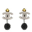 Ruthenium CC Bead Drop Clip On Earrings Black