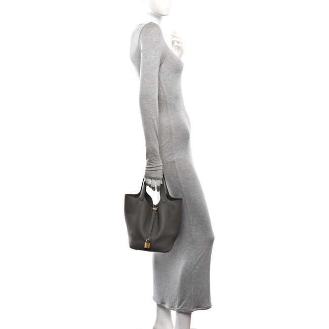 Taurillon Clemence Picotin Lock 22 MM Gris Asphalte Main Image