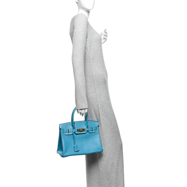 Chevre de Coromandel Birkin 30 Turquoise Main Image
