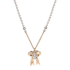 Crystal CC Bow Pendant Necklace Gold Silver
