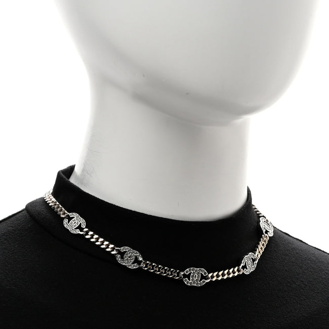 Crystal Chain Link CC Choker Gold Silver Main Image